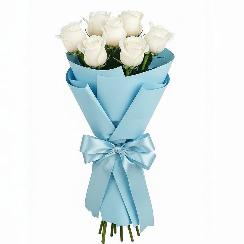Букет 7 белых роз Проуд в Шебекино