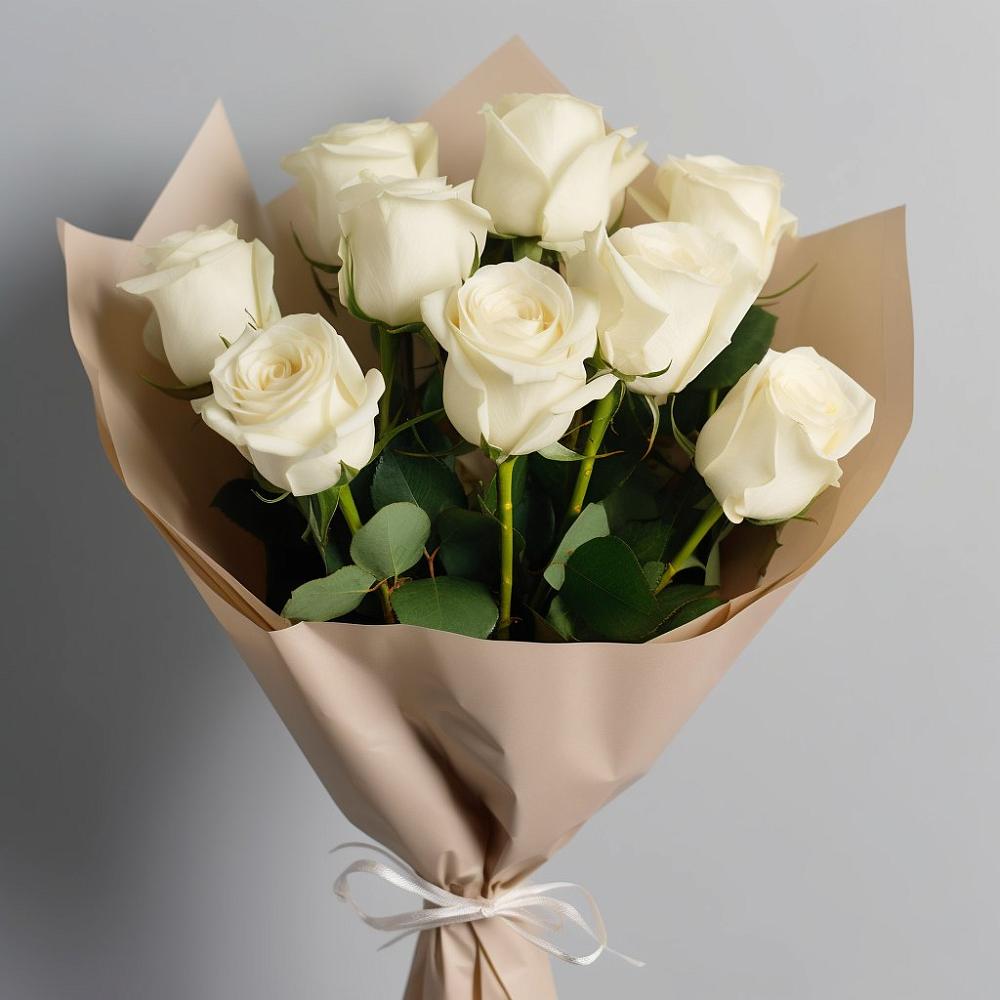 Букет 9 Белых роз Эдлесс Лав в Шебекино