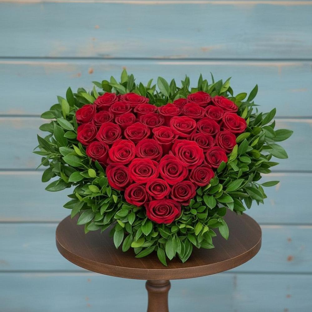 Цветочная композиция из Розы в виде сердца в Шебекино