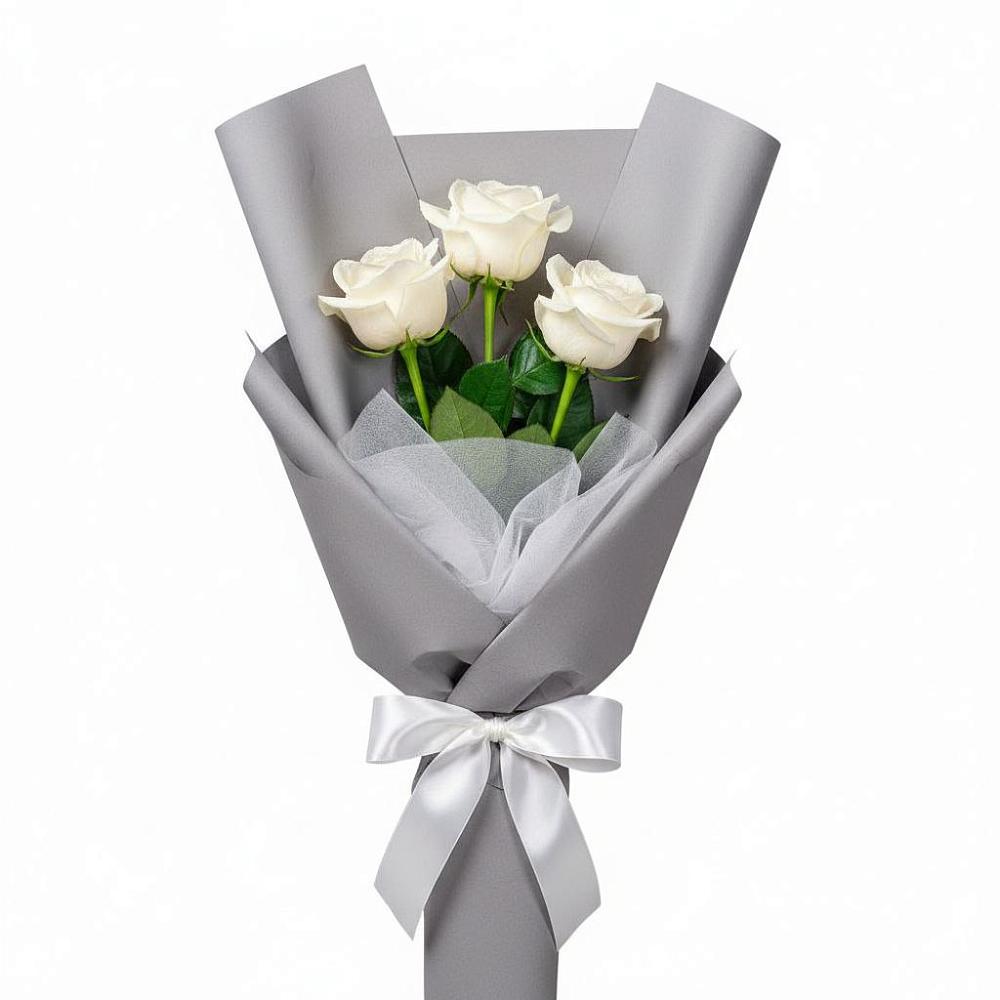Букет 3 белые розы в Шебекино