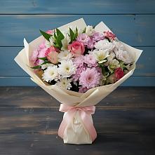 Букет цветов из:  Хризантемы, Альстромерии и Розы #REPLACE_PRED# Шебекино