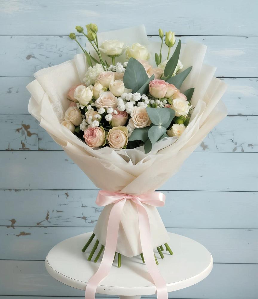 Букет цветов из: Розы и Лизиантусы в Шебекино